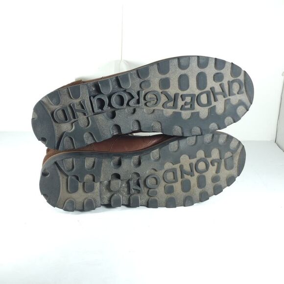 London Underground Women's Vtg US10 Brow Leather Lace Up Chunky Ankle Boots - Picture 9 of 16